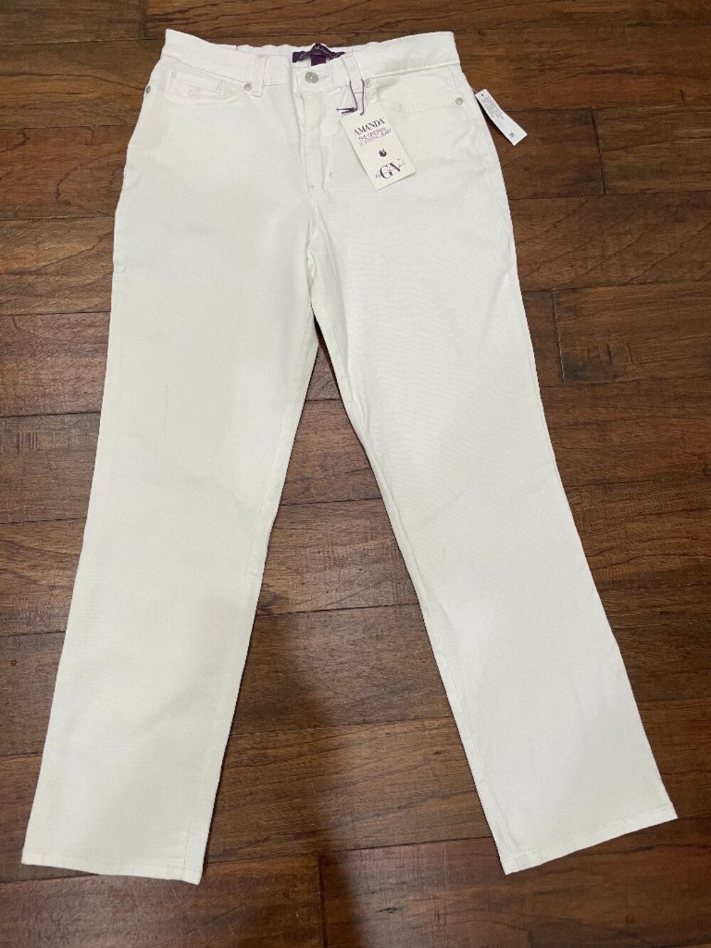 Gloria Vanderbilt Amanda Jeans 10 White NWT Classic Rise Tapered Stretch Denim